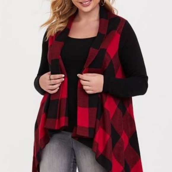 Torrid Buffalo Plaid Asymmetric Open 